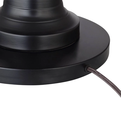 360 Lighting Spenser Rustic Farmhouse Floor Lamp With Riser 62 1/2" Tall Oiled Bronze Metal Off White Linen Empire Shade For Living Room Bedroom Home - Image 4