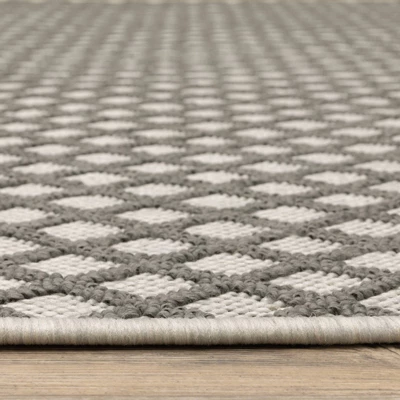 Trinity Casual Diamond Lattice Patio Area Rug Beige/Gray - Captiv8e Designs - Image 4