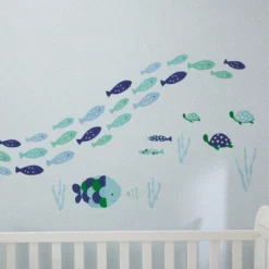 Lambs & Ivy Oceania Aqua/Blue Aquatic Fish Wall Decals/Stickers