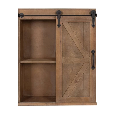 Decorative Wall Storage Cabinet With Sliding Barn Door Rustic Brown - Kate & Laurel All Things Decor - Image 5