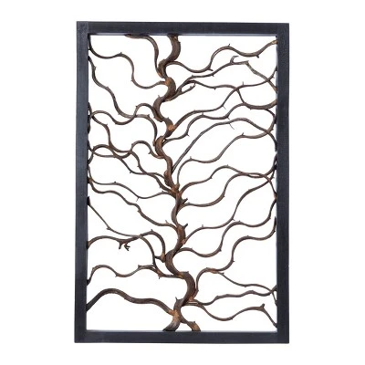 Wood Tree Branch Wall Decor With Black Frame Brown - Olivia & May - Image 15