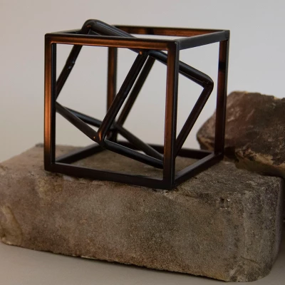 Black Modern Cube Metal Decorative Sculpture - Foreside Home & Garden - Image 3