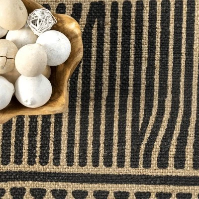 NuLOOM Noel Bohemian Striped Hand Woven Jute Area Rug - Image 5
