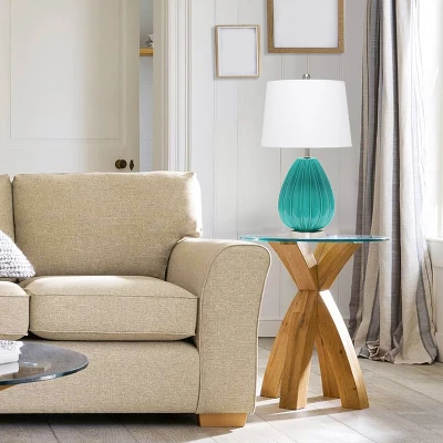 Pleated Table Lamp With Fabric Shade Teal - Lalia Home - Image 4