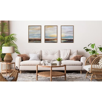 (Set Of 3) 18" X 24" Sylvie Carolina Sunset Framed Canvas By Mary Sparrow Gold - Kate & Laurel All Things Decor - Image 4