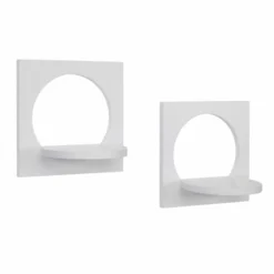 11.6" X 7.7" 2pc Round Silhouette Shelf Set White - Danya B.