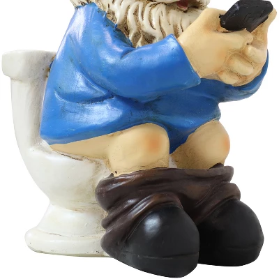 Sunnydaze Decor Sunnydaze Cody The Garden Gnome On The Throne Reading Phone Indoor/Outdoor Lightweight Resin Lawn And Garden Statue - 9.5" H - Image 3