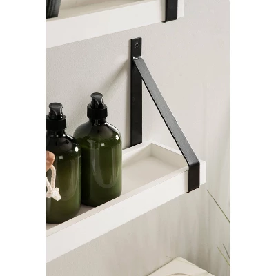 (Set Of 2) 5" X 10" Sudbury Wood And Metal Wall Shelf Set White/Black - Kate & Laurel All Things Decor - Image 8