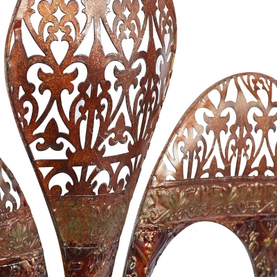 Metal Fleur De Lis Wall Decor With Perforated Details Brown - Olivia & May - Image 6