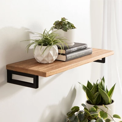 24" X 3" Lankford Wood Shelf Natural/Black - Kate & Laurel All Things Decor - Image 6