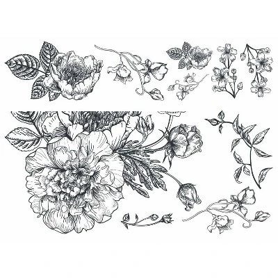 Peony Peel And Stick Giant Wall Decal Black/White - RoomMates - Image 2