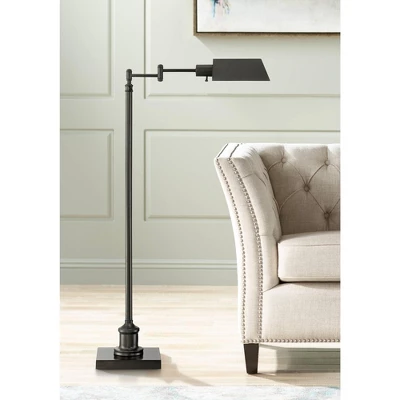 Regency Hill Jenson Traditional Pharmacy Floor Lamp 54" Tall Dark Bronze Adjustable Swing Arm Metal Shade For Living Room Reading Bedroom Office