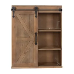 Decorative Wall Storage Cabinet With Sliding Barn Door Rustic Brown - Kate & Laurel All Things Decor