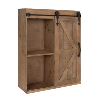 Decorative Wall Storage Cabinet With Sliding Barn Door Rustic Brown - Kate & Laurel All Things Decor - Image 6