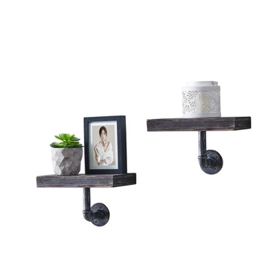 11.7" X 7.6" 2pc Industrial Pipe Wall Shelf Set - Danya B. - Image 7