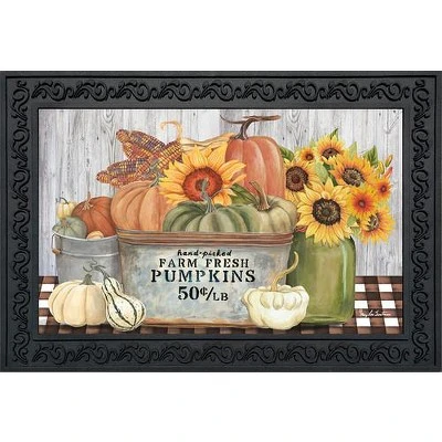 Farm Fresh Bushel Autumn Doormat Pumpkins Indoor Outdoor 30" X 18" Briarwood Lane