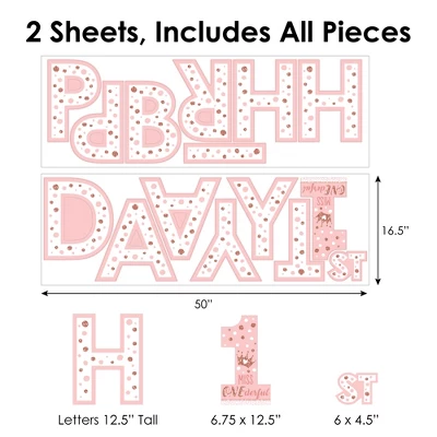 Big Dot Of Happiness 1st Birthday Little Miss Onederful - Peel And Stick Girl First Birthday Party Large Banner Wall Decals - Happy Birthday - Image 5