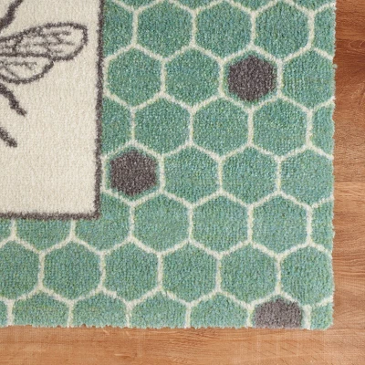 2'x3' ColorStar Bee Hex Door Mat Green - Bungalow Flooring - Image 3