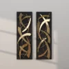 Set Of 2 Metal Abstract Dimensional Wall Decors With Wood Backing Gold - Olivia & May