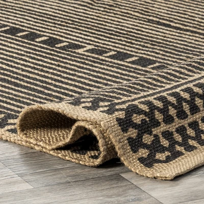 NuLOOM Noel Bohemian Striped Hand Woven Jute Area Rug - Image 3