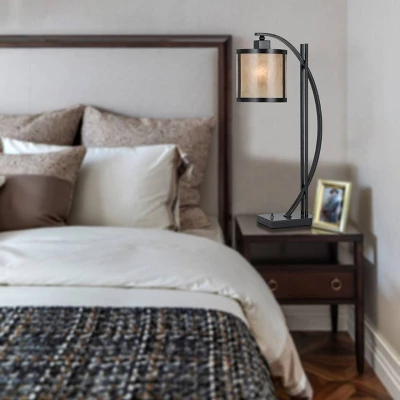 26" Iron Metal Table Lamp With A Mica Shade Black - Cal Lighting - Image 2