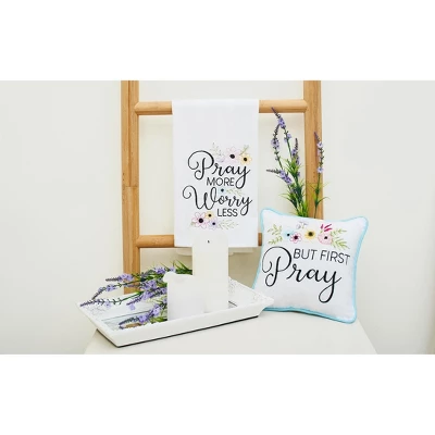 C&F Home 10" X 10" But First Pray Embroidered Throw Pillow - Image 2