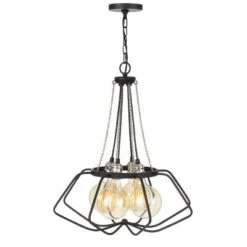 22" X 22" X 25" Ladue Metal Chandelier Black/Chrome - Cal Lighting