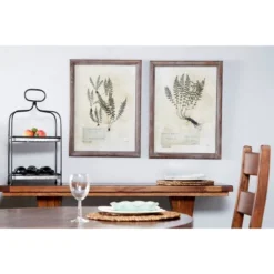 Farmhouse Wood Leaf Framed Wall Art With Brown Frame Set Of 2 Light Brown - Olivia & May