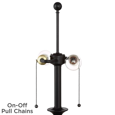 360 Lighting Spenser Rustic Farmhouse Floor Lamp With Riser 62 1/2" Tall Oiled Bronze Metal Off White Linen Empire Shade For Living Room Bedroom Home - Image 2