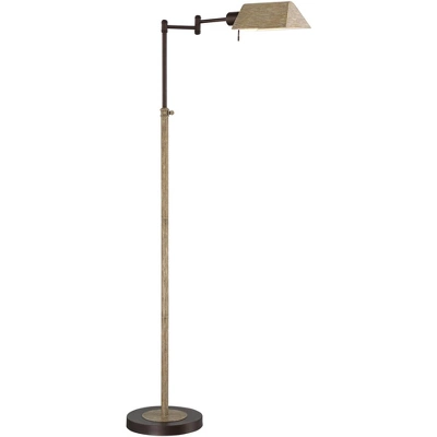 Regency Hill Rustic Farmhouse Swing Arm Pharmacy Floor Lamp 54" Tall Bronze Faux Wood Adjustable Height Living Room Reading Bedroom Office - Image 7