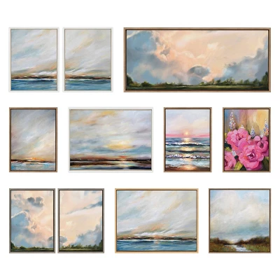 (Set Of 3) 18" X 24" Sylvie Carolina Sunset Framed Canvas By Mary Sparrow Gold - Kate & Laurel All Things Decor - Image 3