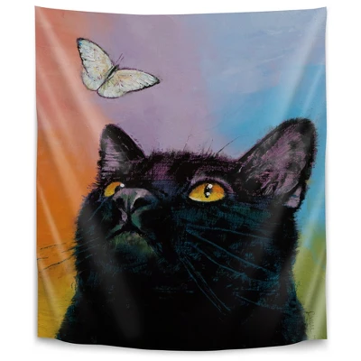 Americanflat Black Cat Butterfly By Michael Creese Wall Tapestry - Image 4
