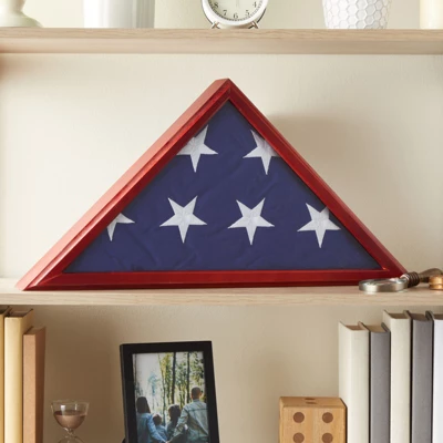 Juvale American Flag Display Case For Army Veterans Burial, Glass Box For Memorial Service (24.7 X 12.4 X 3.5 In)