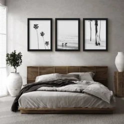 (Set Of 3) Coastal Monochrome By Tanya Shumkina Framed Triptych Wall Art Set - Americanflat