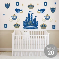 Big Dot Of Happiness Royal Prince Charming - Peel And Stick Nursery And Kids Room Vinyl Wall Art Stickers - Wall Decals - Set Of 20
