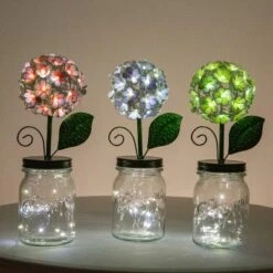 13" Glass Hydrangea Jar With Lights - Ultimate Innovations