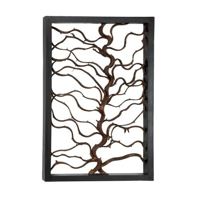Wood Tree Branch Wall Decor With Black Frame Brown - Olivia & May - Image 9