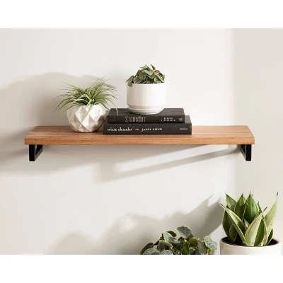 24" X 3" Lankford Wood Shelf Natural/Black - Kate & Laurel All Things Decor - Image 8