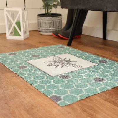 2'x3' ColorStar Bee Hex Door Mat Green - Bungalow Flooring - Image 2