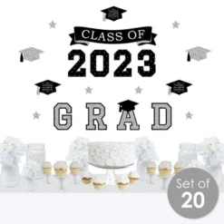 Big Dot Of Happiness Silver Class Of 2023 Graduation Party Wall Decals Set Of 20