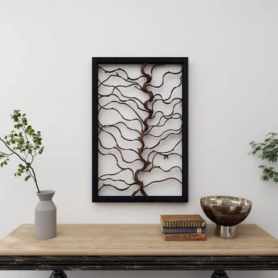 Wood Tree Branch Wall Decor With Black Frame Brown - Olivia & May - Image 14