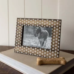 4x6 Inch Pawprints Picture Frame Wood, MDF & Glass By Foreside Home & Garden