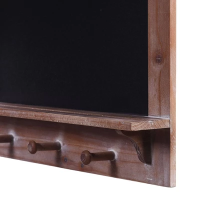 Multi-Functional Wall Memo Board With Chalkboard And Hanging Storage Brown - StyleCraft - Image 3