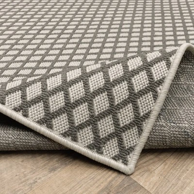 Trinity Casual Diamond Lattice Patio Area Rug Beige/Gray - Captiv8e Designs - Image 8