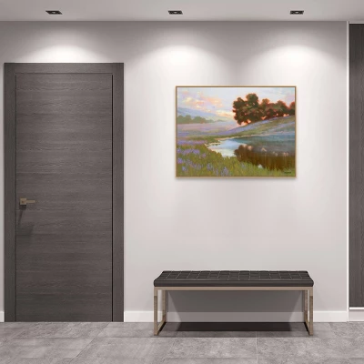 42" X 32" Pastel Lupin By Ed Penniman Framed Canvas Wall Art Print - Amanti Art - Image 5