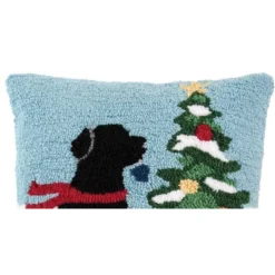 C&F Home 18" X 18" Dog Christmas Tree Hooked Throw Pillow