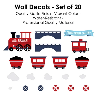 Big Dot Of Happiness Railroad Party Crossing - Peel And Stick Train Nursery And Kids Room Vinyl Wall Art Stickers - Wall Decals - Set Of 20 - Image 5