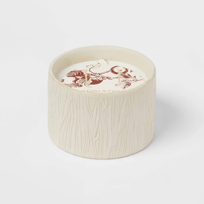 Textured Straight Side Ceramic Warm Cider & Cinnamon Candle White - Threshold™ - Image 6