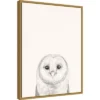 18" X 24" Animal Mug III Owl By Victoria Borges Framed Canvas Wall Art Gold - Amanti Art