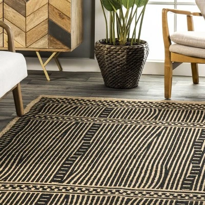 NuLOOM Noel Bohemian Striped Hand Woven Jute Area Rug - Image 8